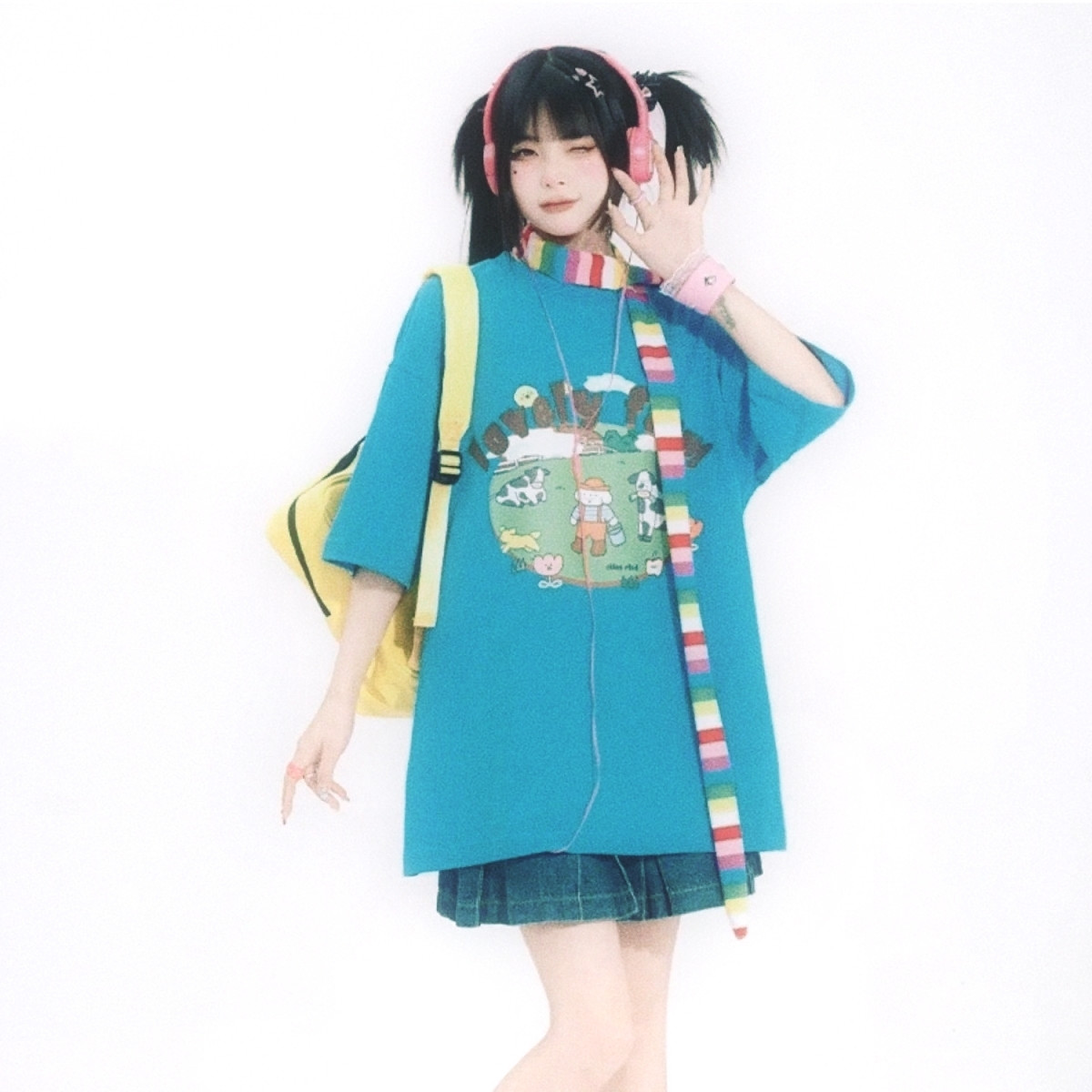 Y2K Aesthetic Oversized T-Shir - Farming Japan ulasan dan harga