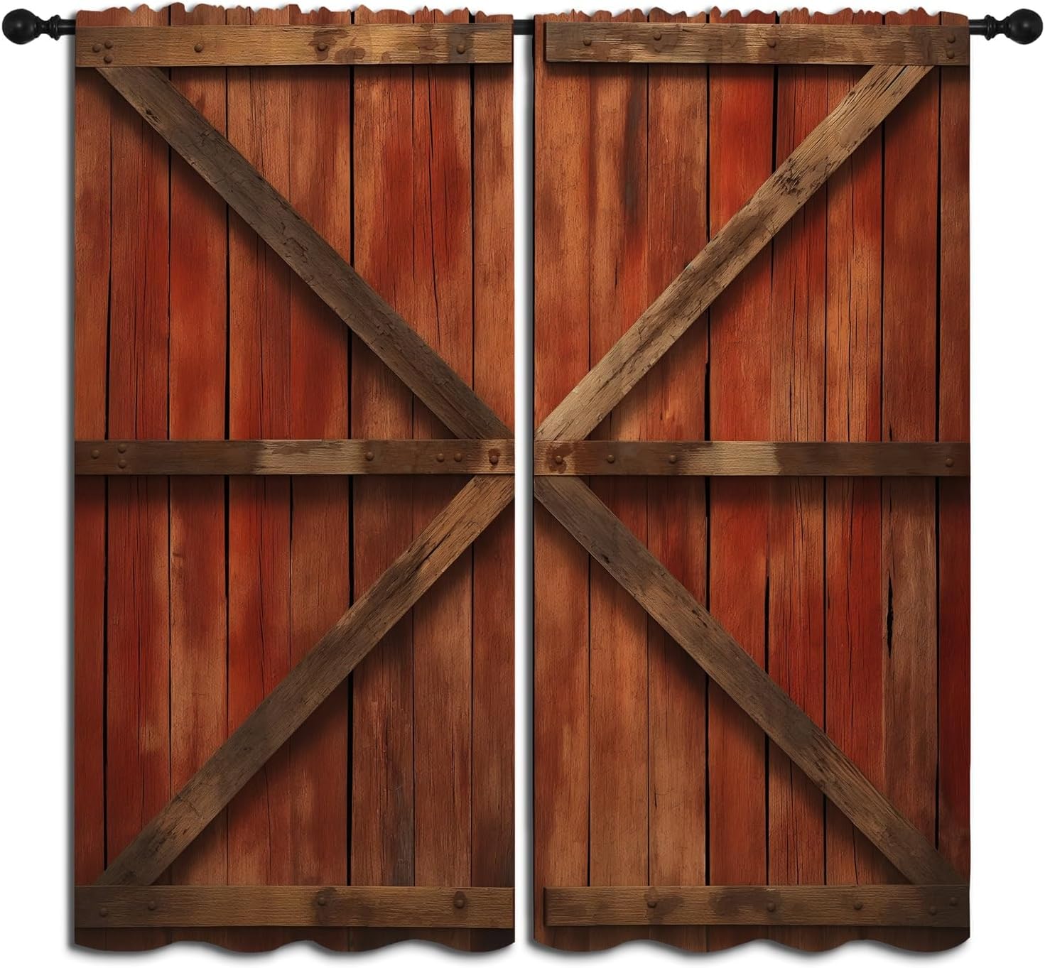 Barn Wood Door Blackout Curtai - Farming Japan ulasan dan harga